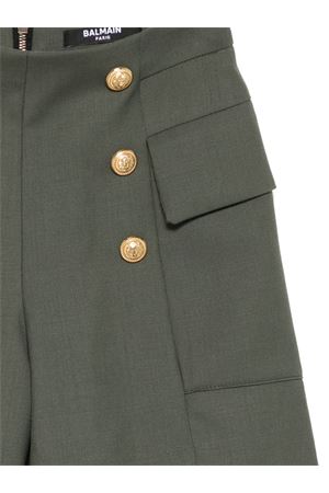 green virgin wool shorts BALMAIN PARIS KIDS | BX6B39I0196762OR